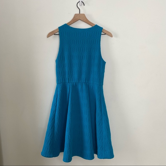 anthropologie leifsdottir coral blue turquoise knit fit and flare dress - Picture 2 of 8